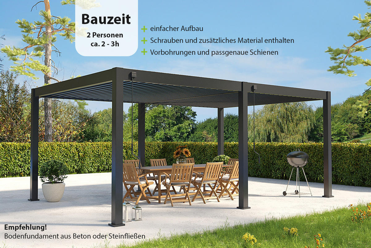 PERGOLA Deluxe Plus Pavillon Terrassenüberdachung Aluminium 4 x 6 m anthrazit - Anthrazit, Metall (400/255/600cm) - WEIDE