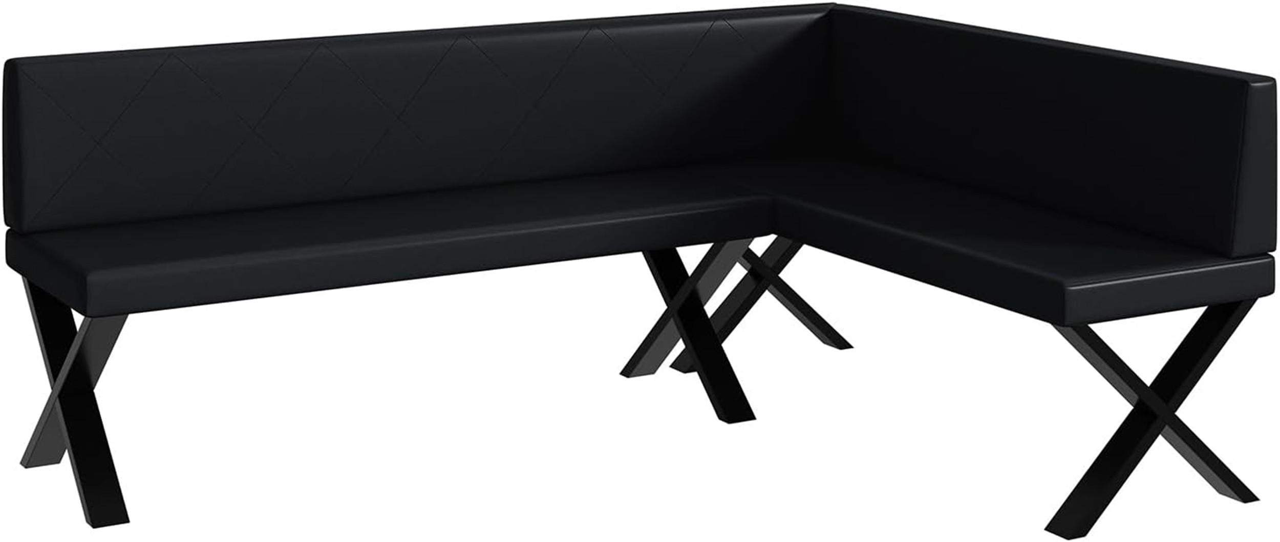 ECKBANK ERIC_X - Schwarz, Leder (142/196cm) - Meblini