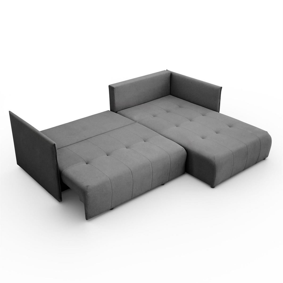 ECKSOFA APOLLO L mit Schlaffunktion und Bettkasten – rechte Seite - Graphitfarben, Textil (246/188cm) - Lookway