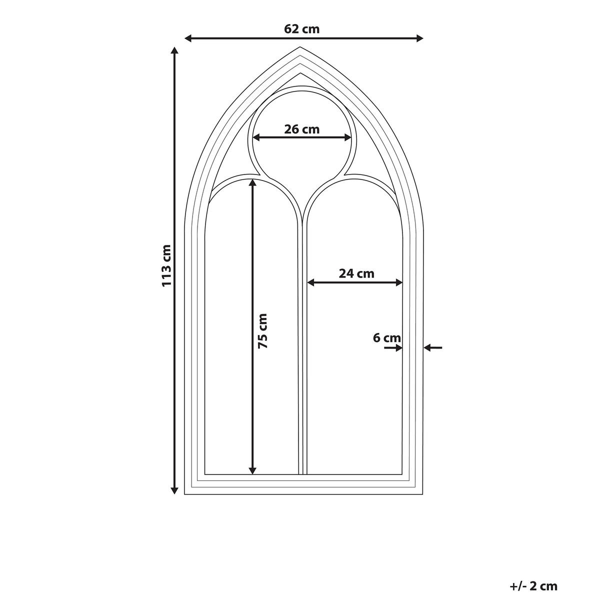 WANDSPIEGEL schwarz Fensteroptik 62/113 cm Trelly - Schwarz, Metall (62/113/5cm) - Beliani