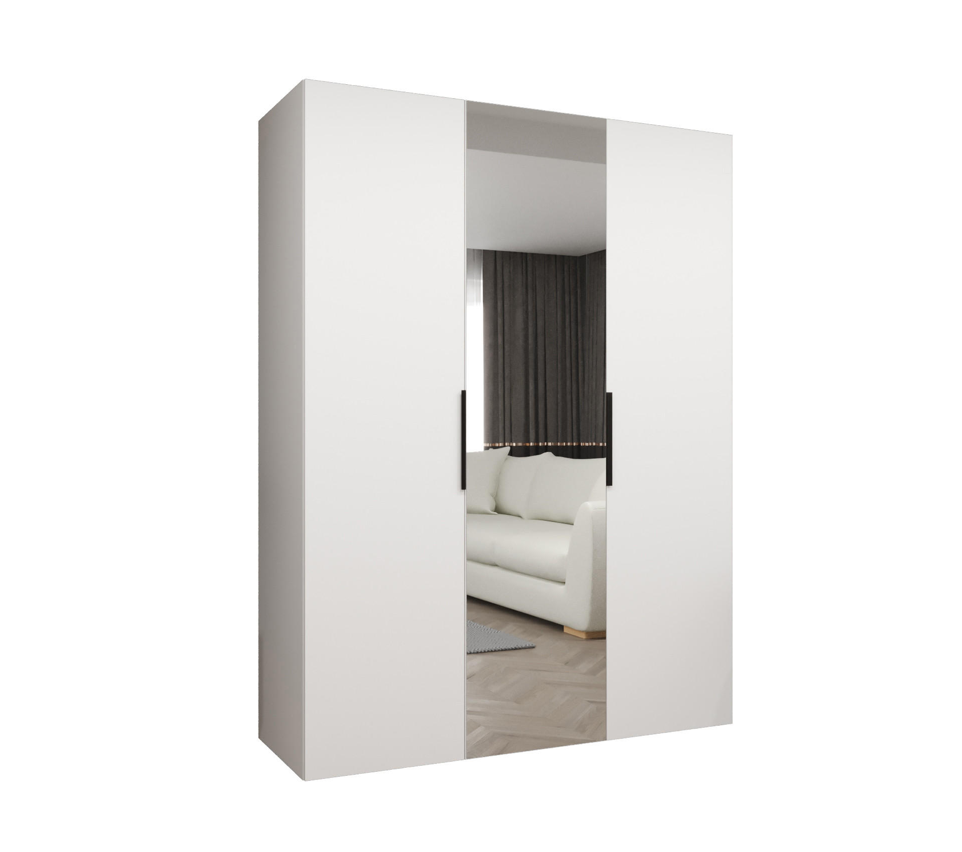 Möbel Kryspol Drehtürenschrank Weiß, Schwarz 150x202x52 cm