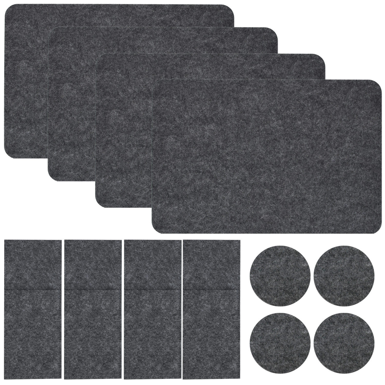 TISCHSET aus Filz, 12er Set 43/30 cm Grau - Grau, Kunststoff (43/30/1cm) - Dunedesign