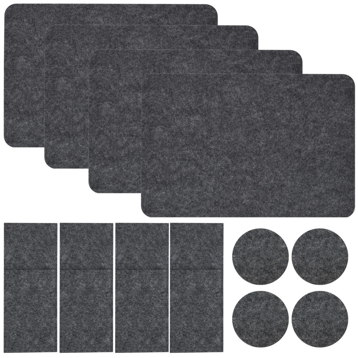 TISCHSET aus Filz, 12er Set 43/30 cm Grau - Grau, Kunststoff (43/30/1cm) - Dunedesign