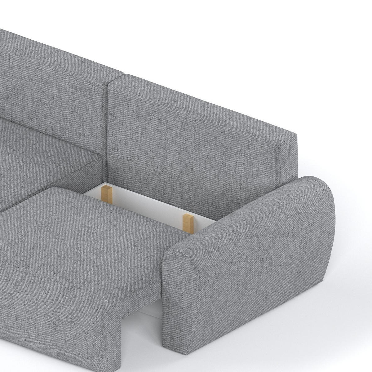 ECKSOFA OMARI mit Schlaffunktion Grau im Neve Stoff - Schwarz/Grau, Holz/Holzwerkstoff (253/153cm) - AltaBeds