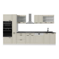 KÜCHENZEILE R-Line, Sand Landhaus/Weiß, 350 cm Arbeitsplatte Anthrazit - Beige/Weiß, Holzwerkstoff (350/206.8/60cm) - Vicco