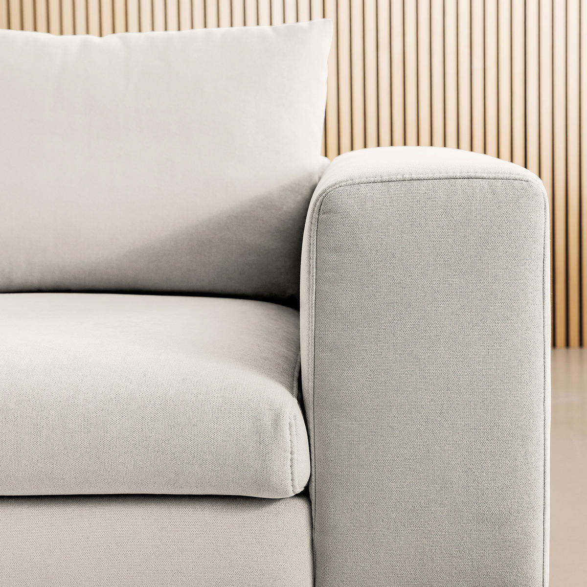 ECKSOFA mit Longchair - Schwarz Hochglanz/Beige, Textil/Metall (315/170cm) - home24