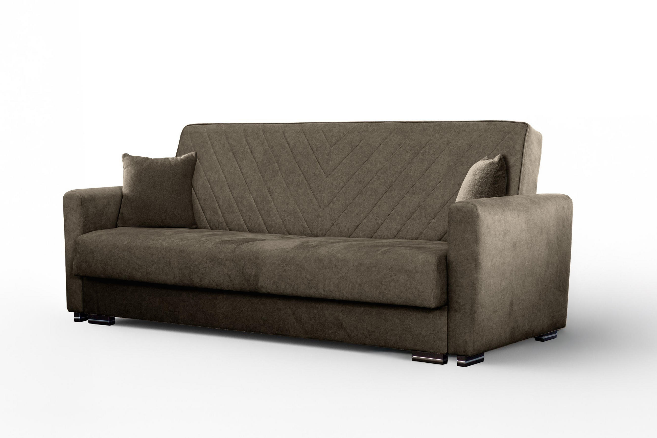 SOFA Vera Braun, mit Schlaffunktion und Bettzeugablage - Braun, Holzwerkstoff (227/95/100cm) - Bettso