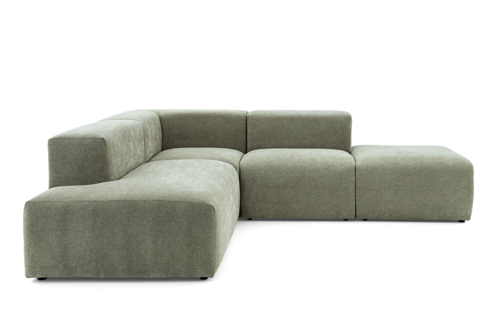 4-SITZER modulares Ecksofa HEAVEN SET 3 Links, Breite 270 cm Webstoff Grün - Schwarz/Grün, Holz/Kunststoff (245/270cm) - Muffo