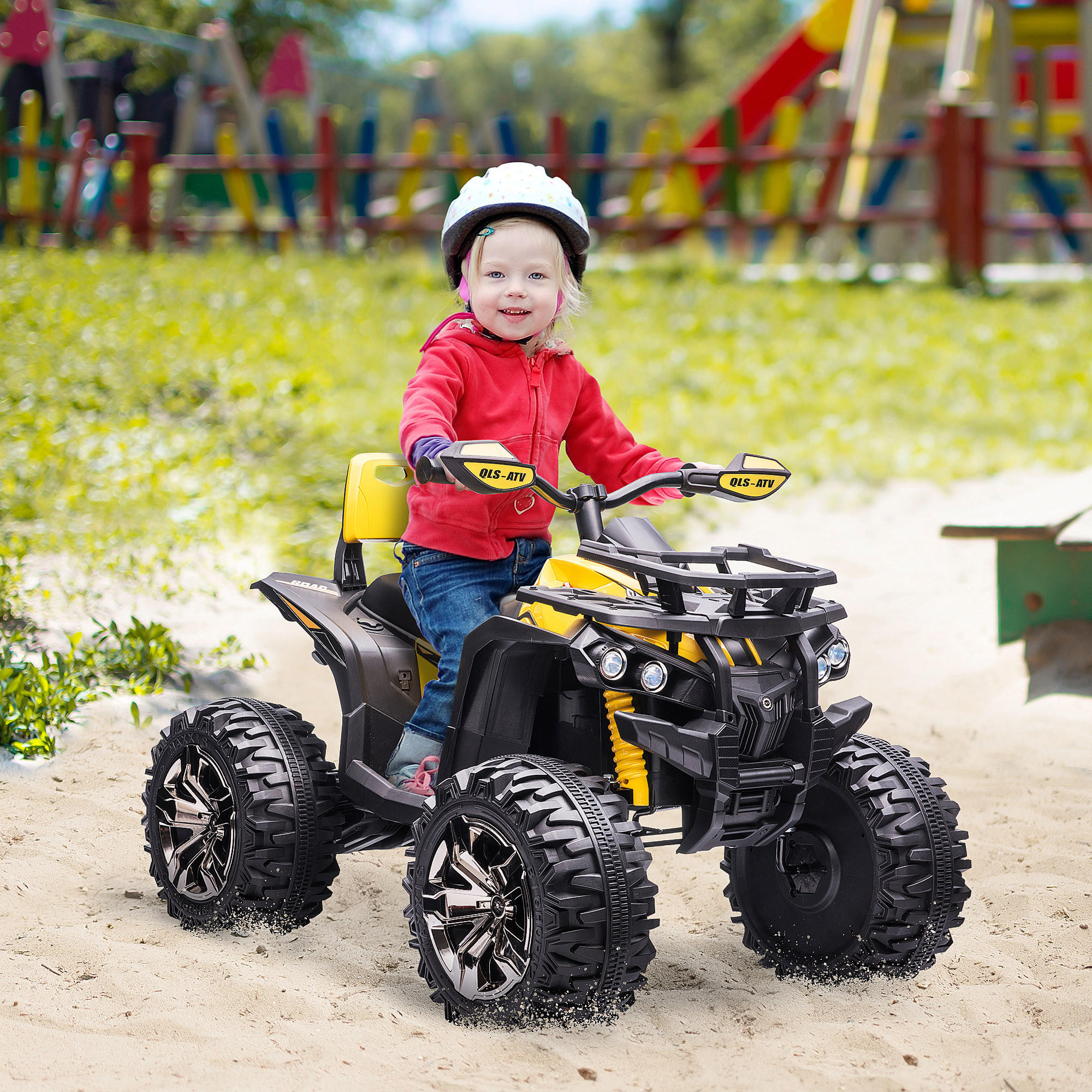 MINI ELEKTRO-QUAD KINDER, Rot/Gelb, Eisen+ Kunststoff - Gelb, Metall (100/65/73cm) - HOMCOM
