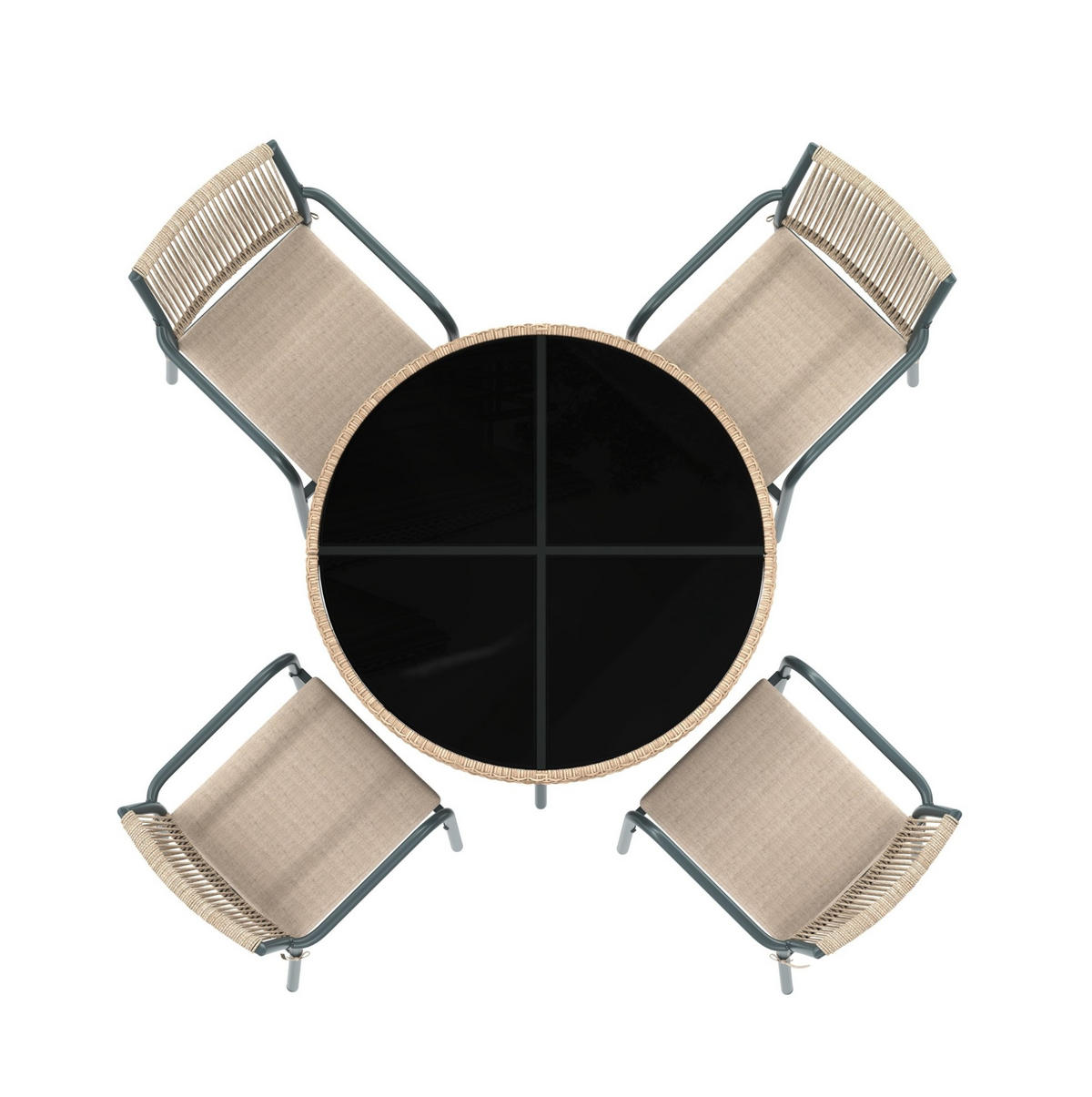 GARTENSETS aus Eisen, Polyester & Sicherheitsglas 110x110x74 cm in Beige - Beige, Metall - Modfu