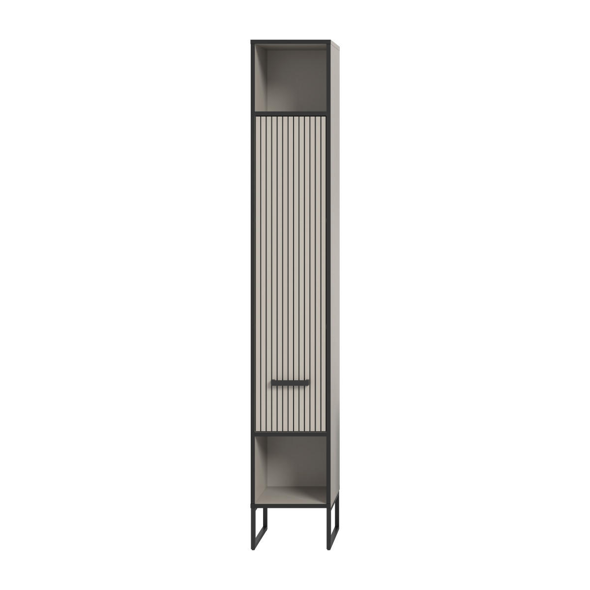 BADEZIMMERSCHRANK mit 1 Tür und 2 Nischen, Kaschmir 32/192/30 cm - Beige, Holzwerkstoff (32/192/37.4cm) - Calicosy