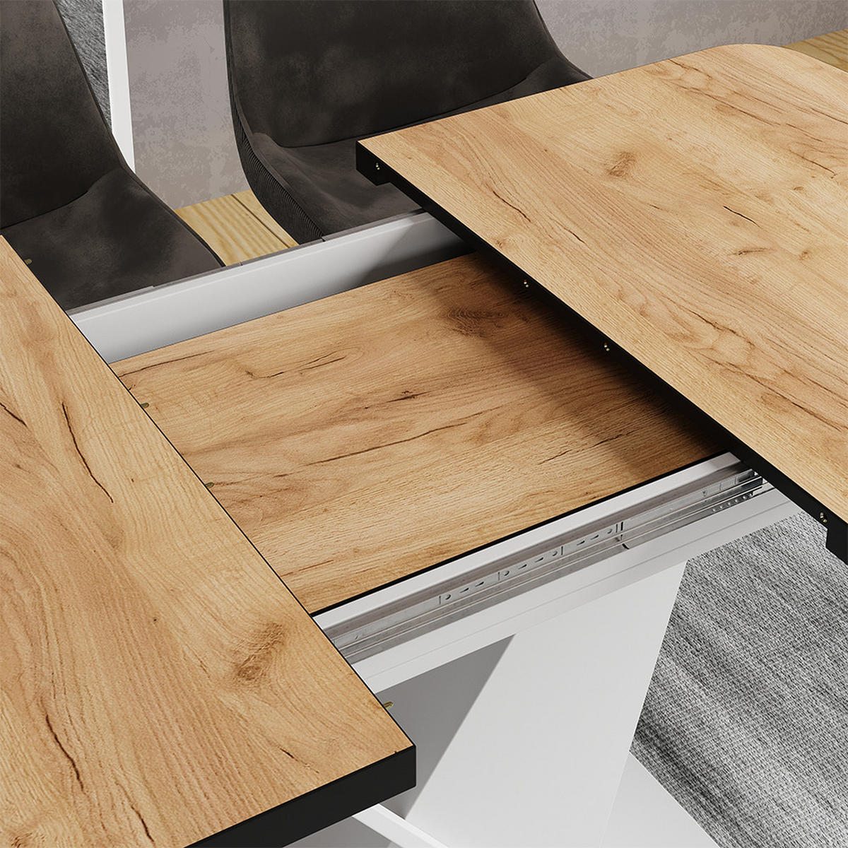 JÍDELNÍ STŮL Fenaro Zlatá síla dub/bílá - bílá/medově dubová, kompozitní dřevo (80/120/77.4cm) - Vicco