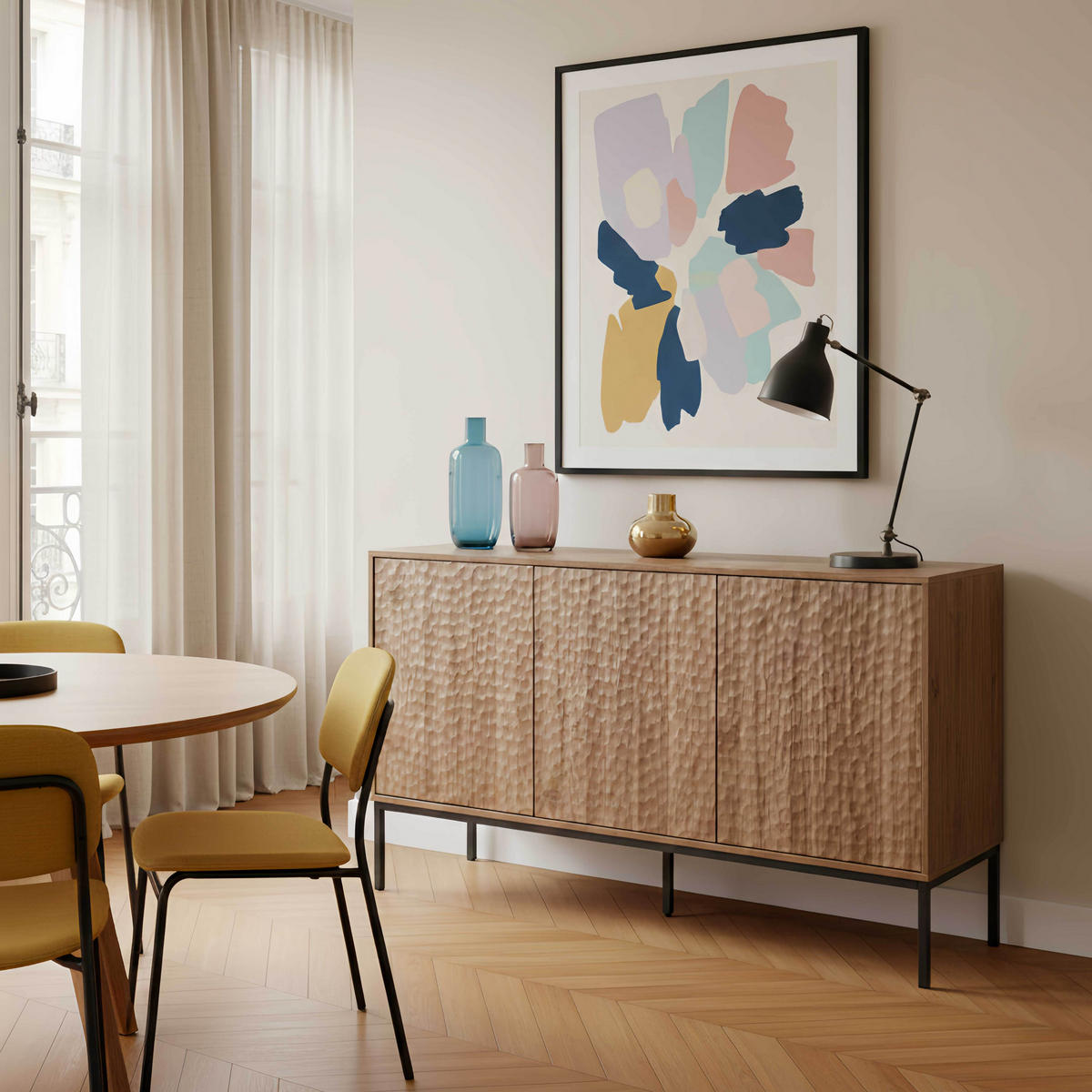 SIDEBOARD, dunkles Holzeffekt - Braun, Holz (40/85/147cm) - Oviala