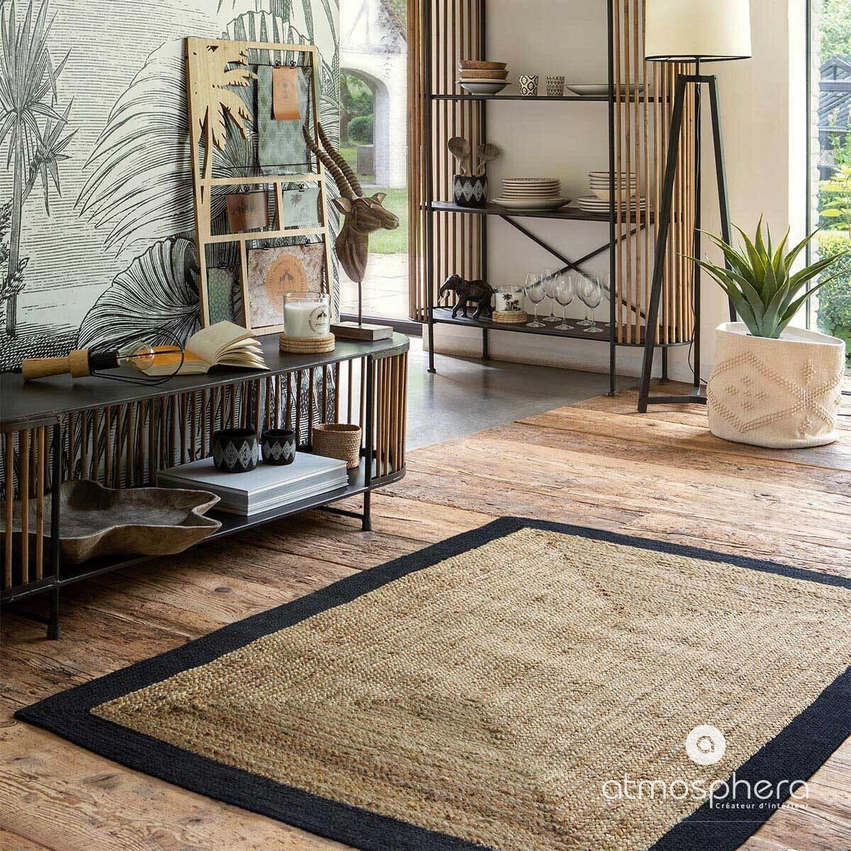 JUTETEPPICH 120/170 cm - Schwarz, Naturmaterialien (120/170cm) - Atmosphera Createur d´interieur