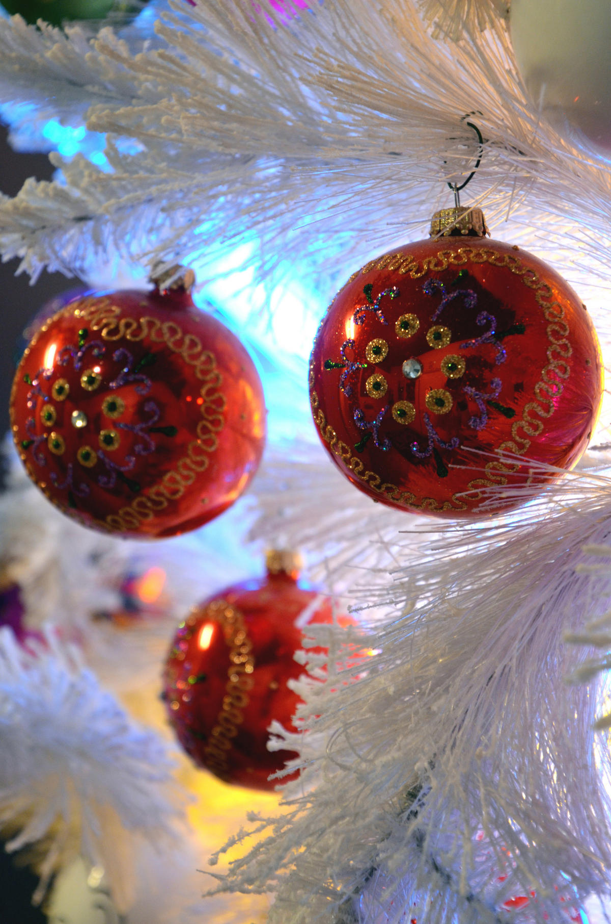 CHRISTBAUMKUGELN Blütenherz Rot 8cm (Glas / 3 Stk.) - Rot, Glas (7/8/7cm) - Krebs Glas Lauscha