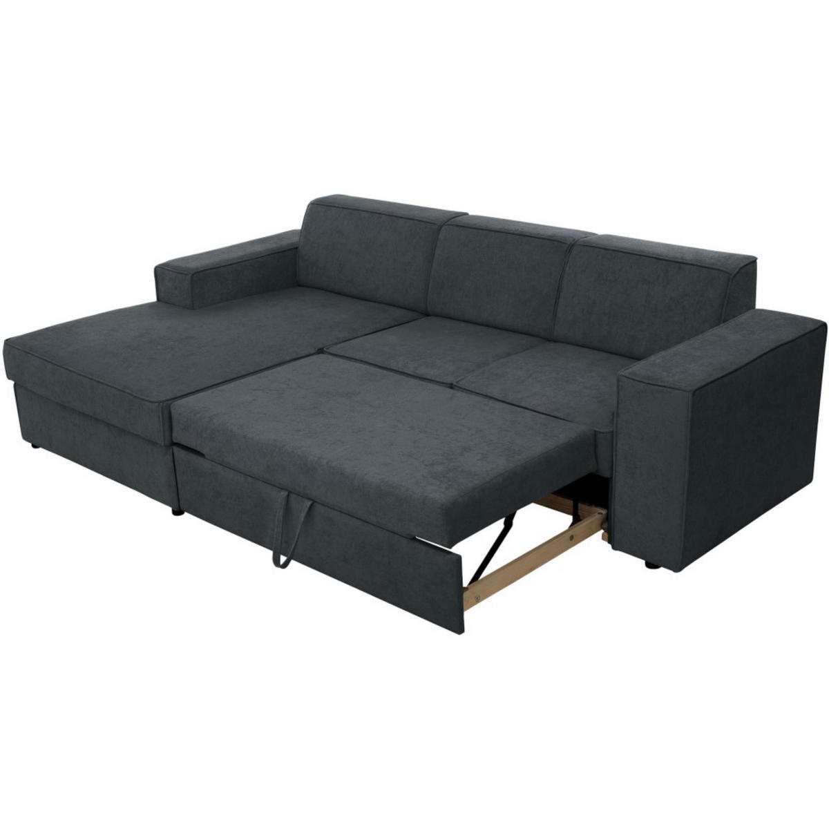 ECKSCHLAFSOFA mit Schlaffunktion Pedro L schwarz links - Schwarz, Kunststoff/Textil (267/160cm) - Beautysofa