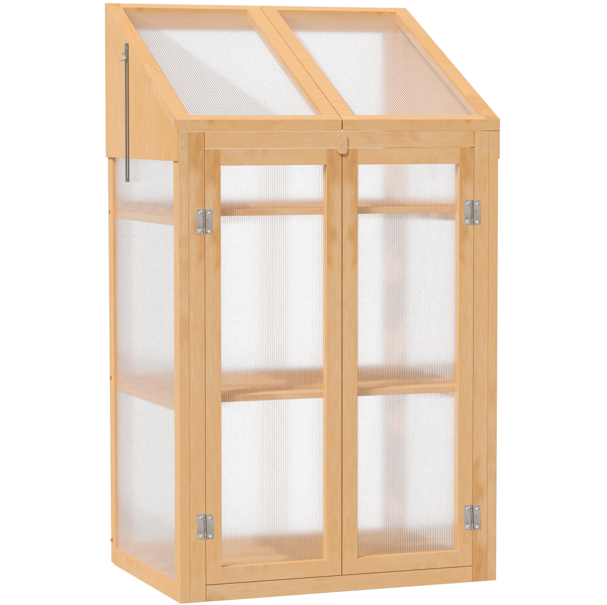 GEWÄCHSHAUS aus Holz 70x50x120 cm in Braun mit 3 Lattenregalen - Braun, Holz (50/120/70cm) - Modfu