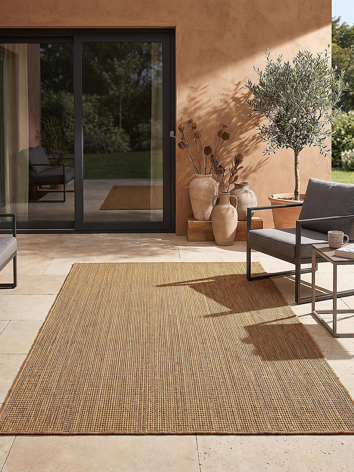 TEPPICH Flachgewebe, Outdoor, Fußbodenheizung-geeignet, VIGOLENO in Ockerbraun, 280 x 370 cm - Braun, Textil (280/370cm) - KADIMA DESIGN