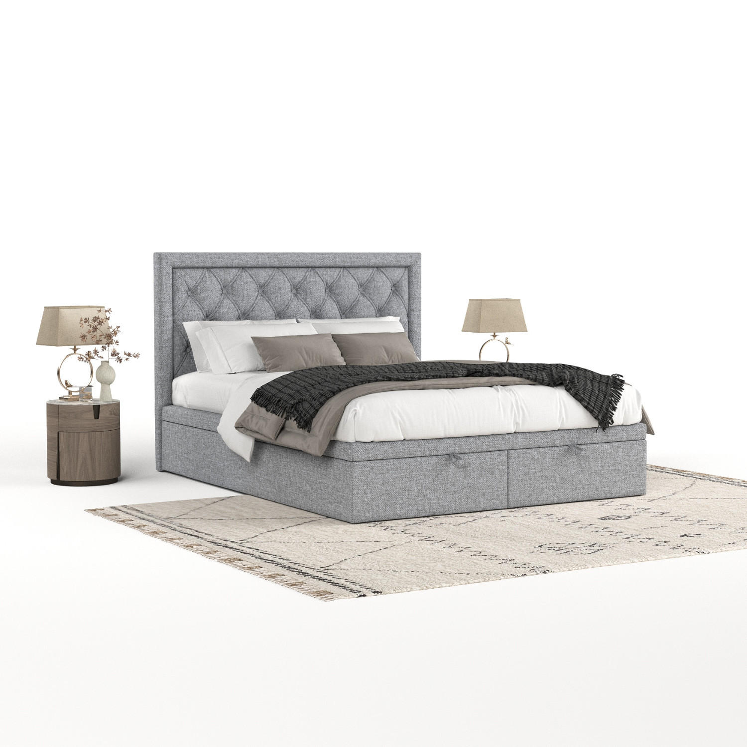 POLSTERBETT Nicobar mit Stauraum 120/200 cm Grau im Alta Stoff - Schwarz/Grau, Holz/Holzwerkstoff (120/200cm) - AltaBeds