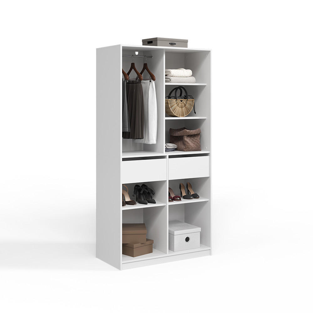GARDEROBA Trento Bela z 2 predaloma - bela, leseni material (100/200/50cm) - Livinity®
