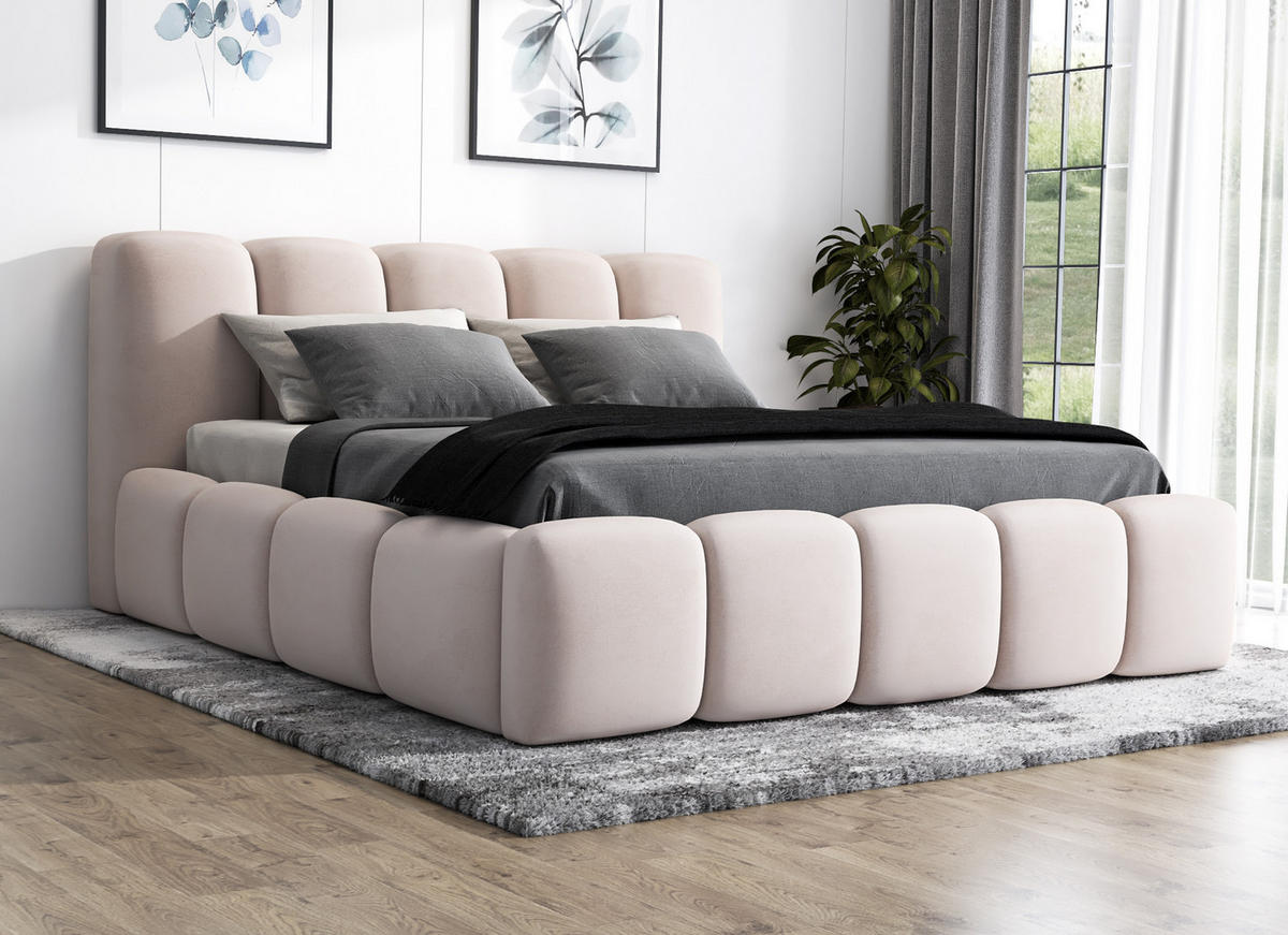 POLSTERBETT SONIC mit Matratze H2 160x200 Beige - Beige, Textil (160/200cm) - A&J MöbelLand