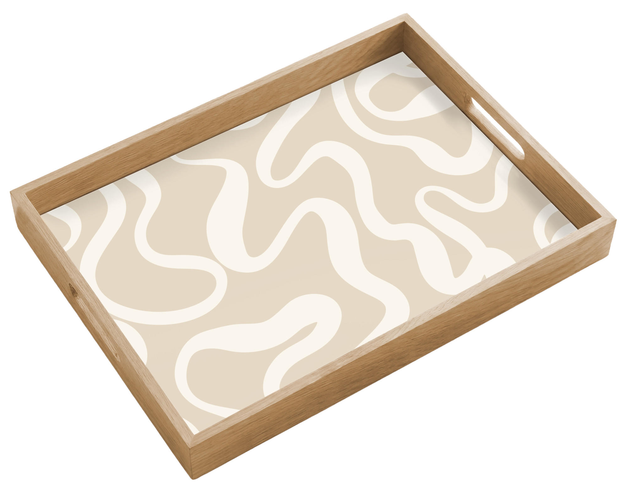 OnlyWow SERVÍROVACÍ PODNOS Linie - abstraktní - béžová - bílá - minimalistická 50x35 cm