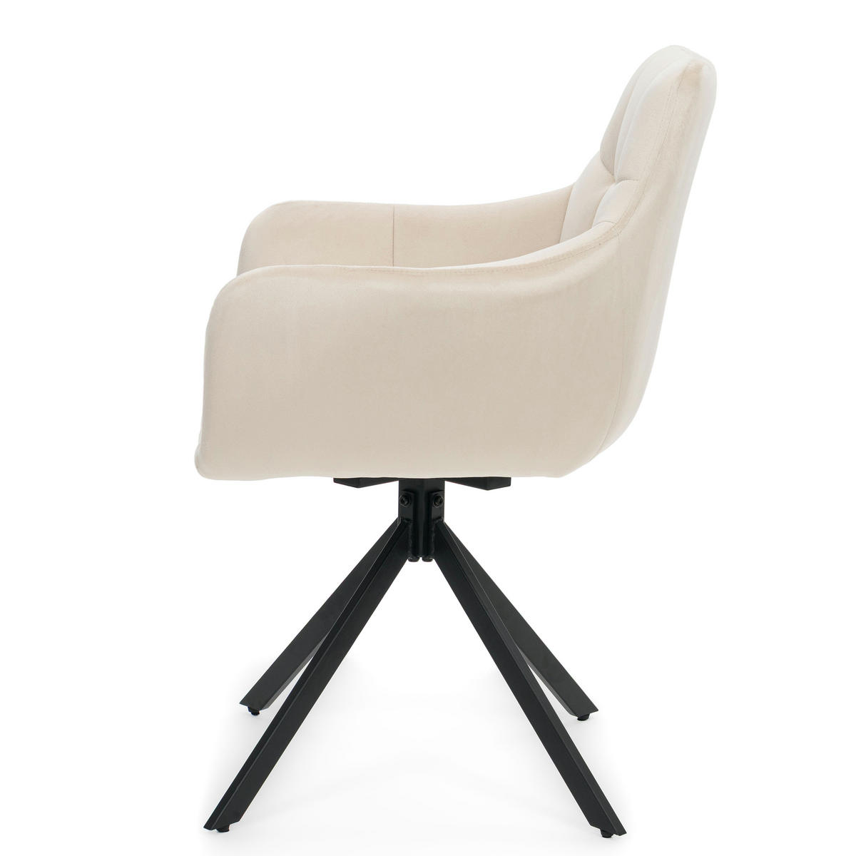 STUHL FANO X drehbar gepolsterter mit Steppung - beige - Velour - Ecru/Schwarz, Textil/Metall (58/83/59cm) - NEW HOME