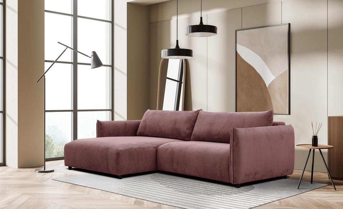 ECKSOFA TAUER 5-Sitzer, altrosa - Schwarz/Altrosa, Holzwerkstoff/Kunststoff (174/292cm) - Courtois Laville