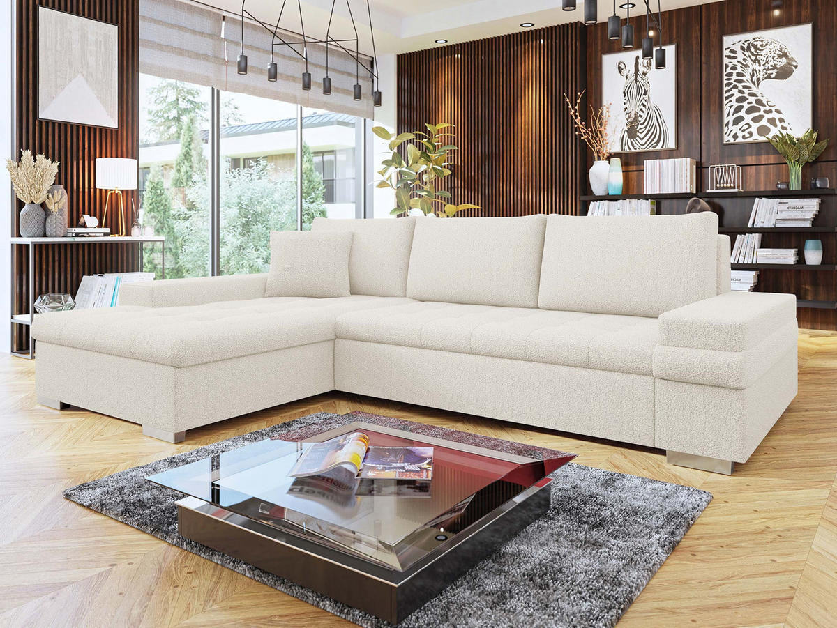 ECKSOFA Bangkok Mini Premium - Silberfarben/Naturfarben, Holz/Textil (274/182cm) - MIRJAN24
