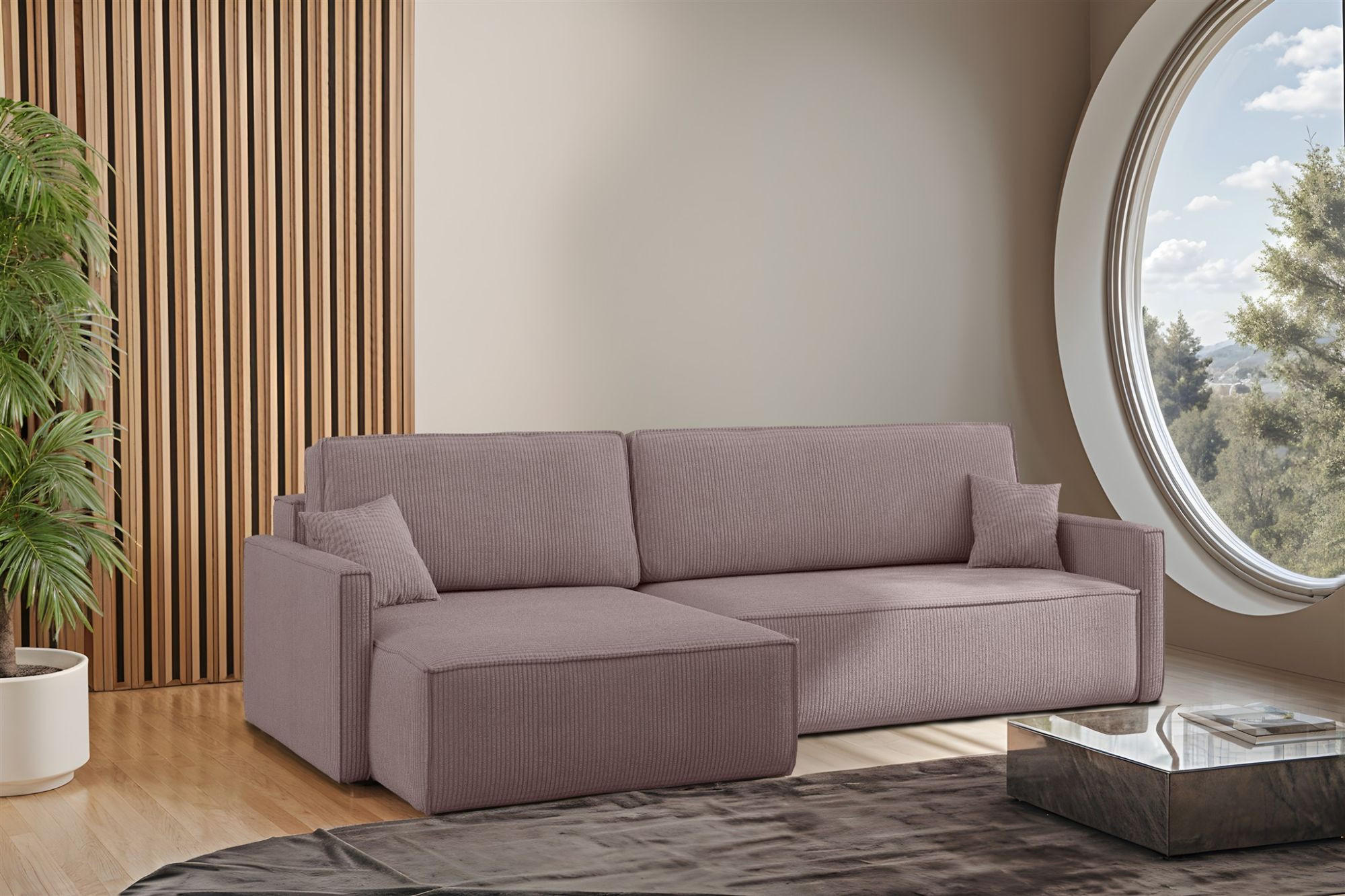 ECKSOFA Louis Scala - Violett, Holzwerkstoff/Textil (250/142cm) - Fun Möbel
