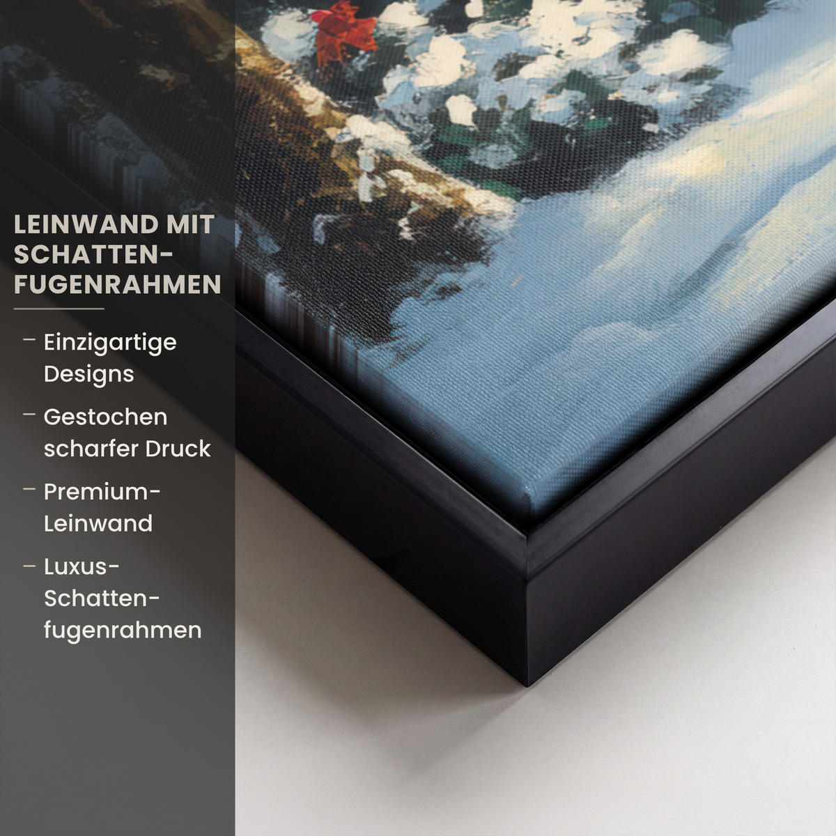 LEINWAND Bilder mit Rahmen - Weihnachten - Weihnachtsbaum - Winter - Zuhause - Schnee - 70x50 - Smaragdgrün, Textil (70/50cm) - MuchoWow