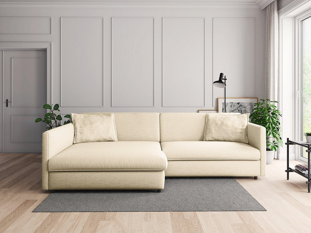 ECKSOFA mit Longchair - Schwarz/Weiß, Kunststoff/Textil (290/183cm) - home24