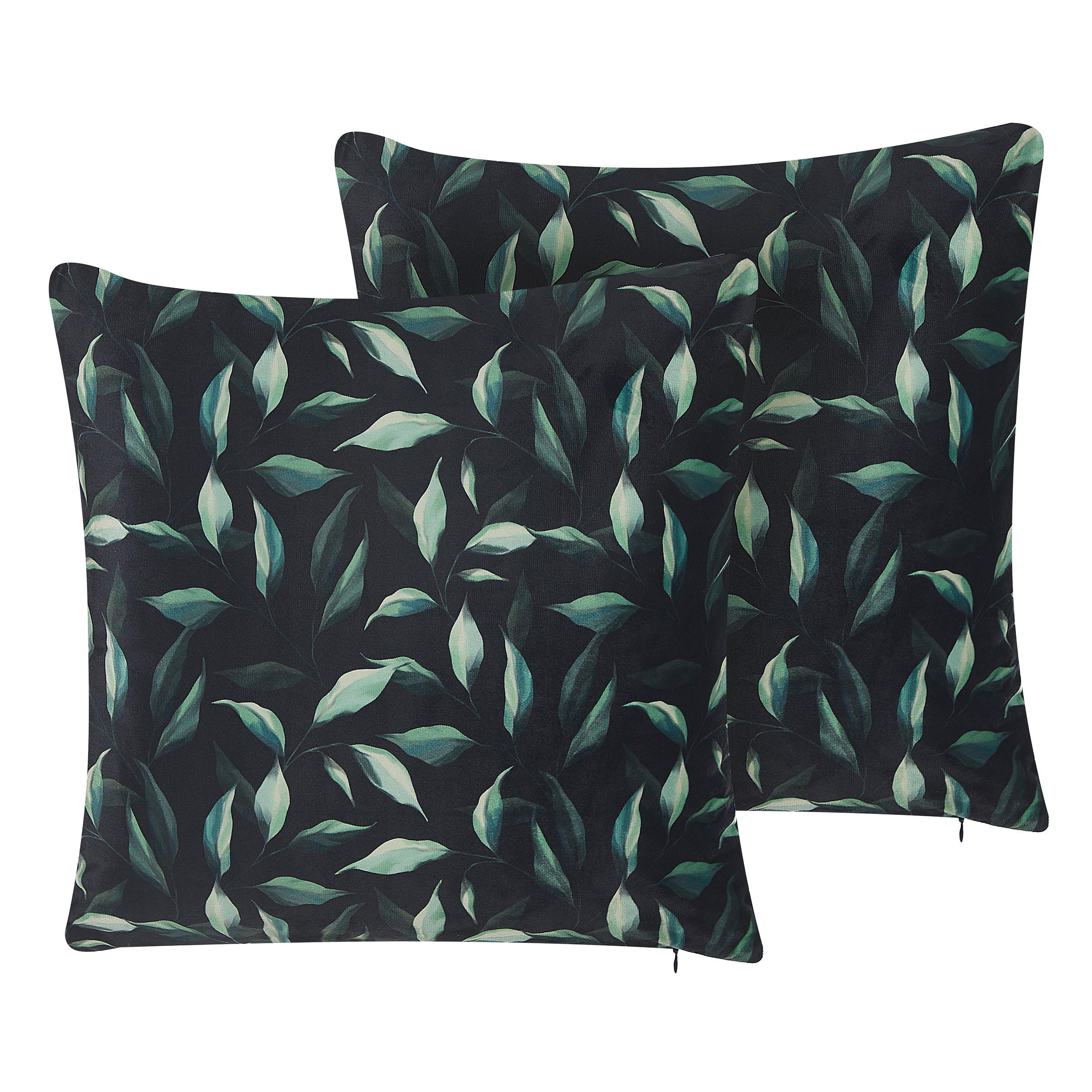 DEKOKISSEN 2er-Set Grün 45/45 cm Toadflax - Grün, Textil (45/45cm) - Beliani