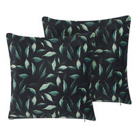 DEKOKISSEN 2er-Set Grün 45/45 cm Toadflax - Grün, Textil (45/45cm) - Beliani