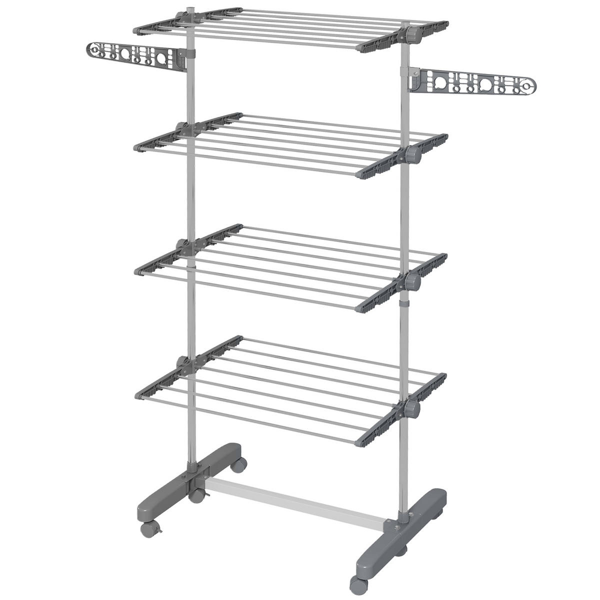 WÄSCHESTÄNDER DE-09793 5 Ebenen, klappbar mit 6 Rollen Grau+Silber - Grau, Metall (142/172/55cm) - ComfortXL