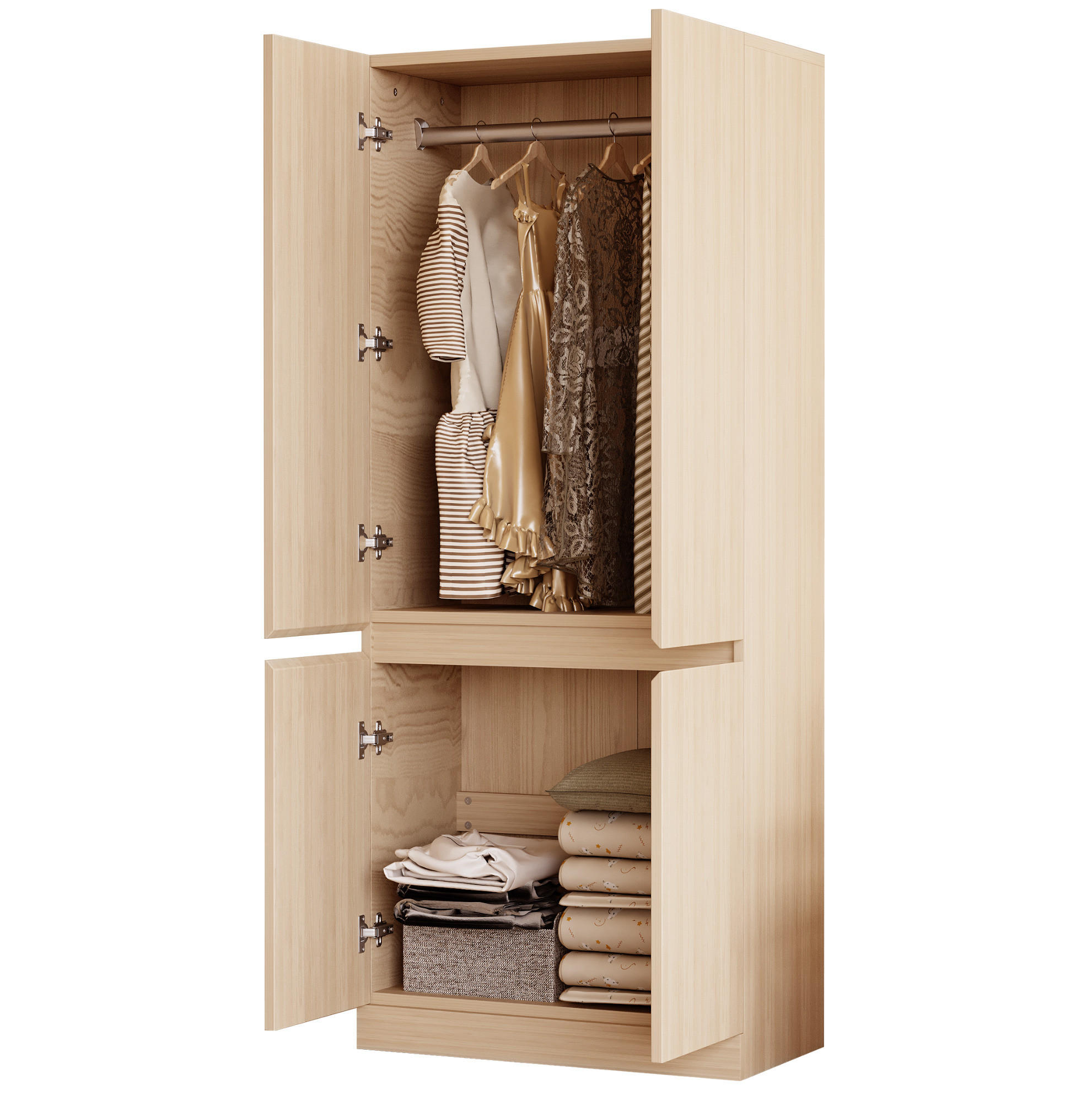 KLEIDERSCHRANK 70/170/40 cm Holzfarbe aus Holz mit Doppeltüren - Naturfarben, Holz (40/170/70cm) - OKMYHOME