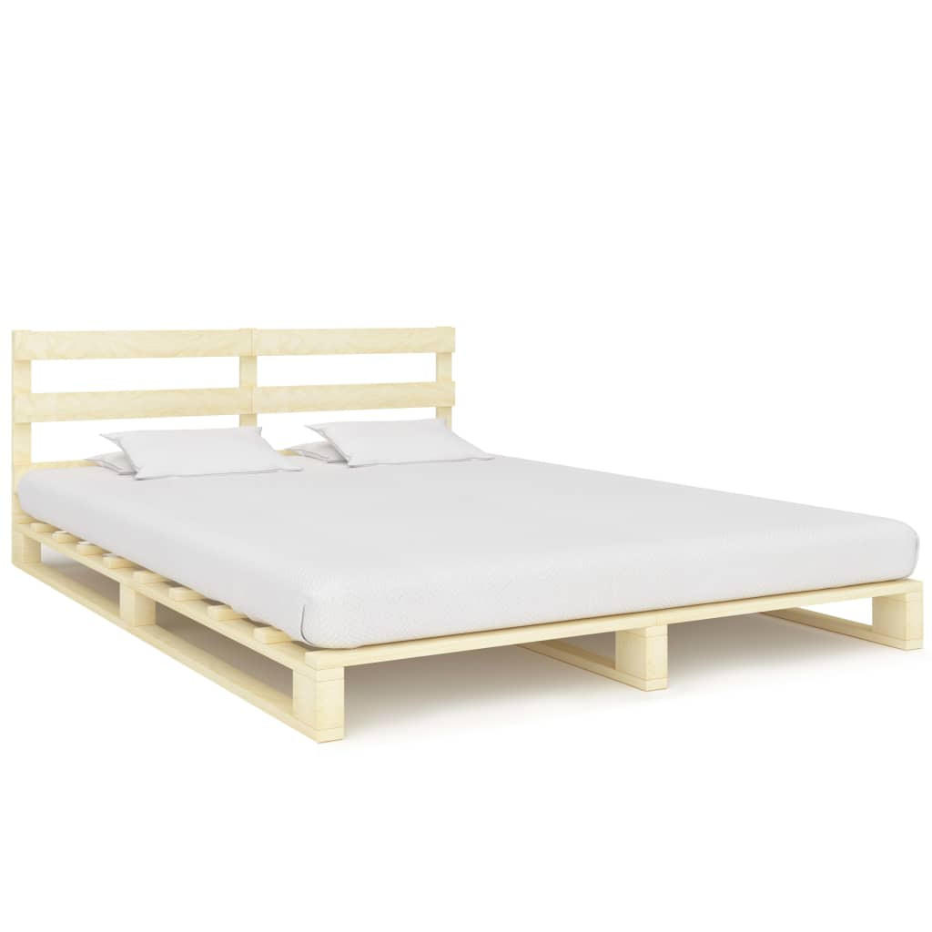 PALETTENBETT Massivholz Kiefer 140/200 Cm - Naturfarben, Holz (140/200cm) - vidaXL