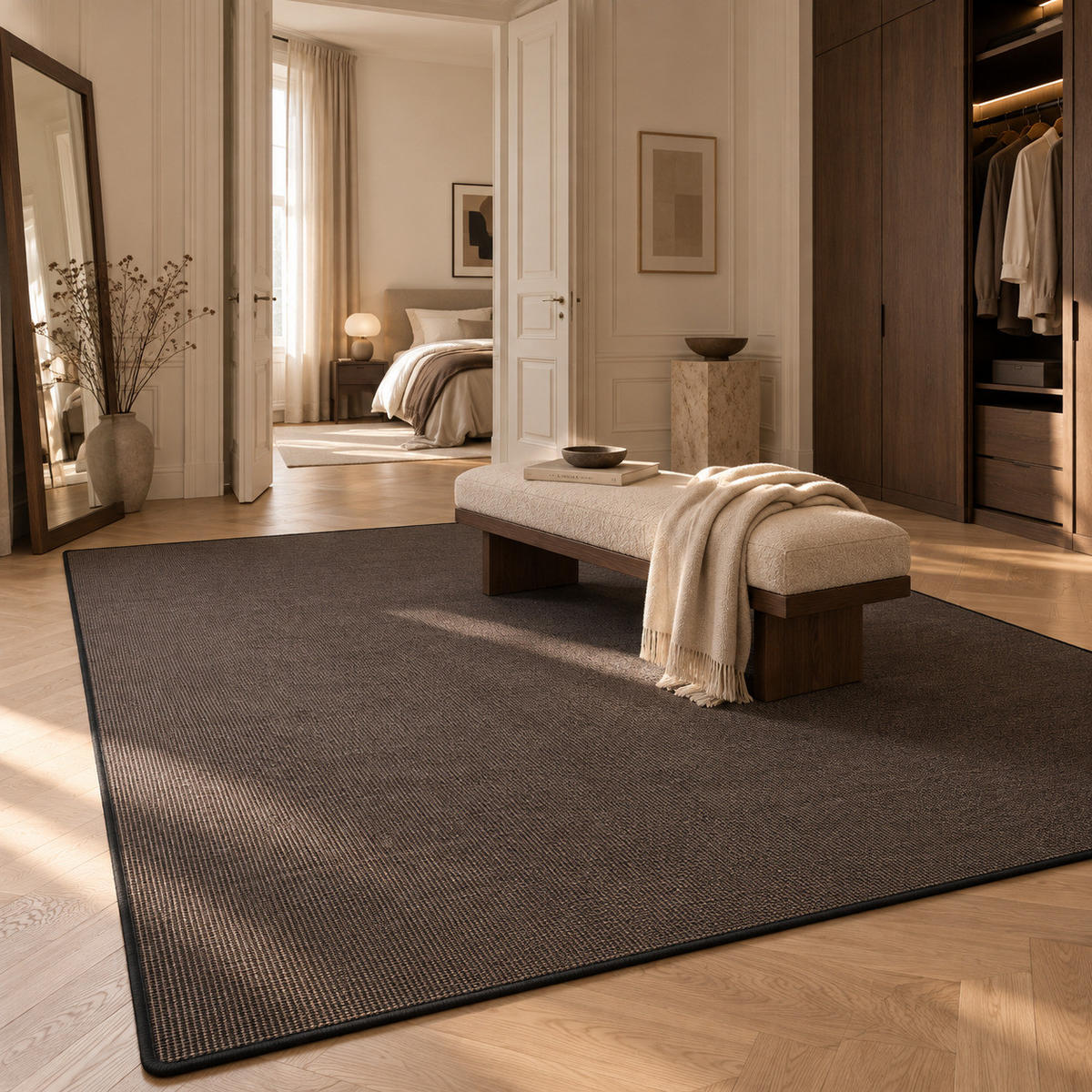 SISAL NATUR TEPPICH KLASSISCH - Schwarz, Textil (160/200cm) - Snapstyle