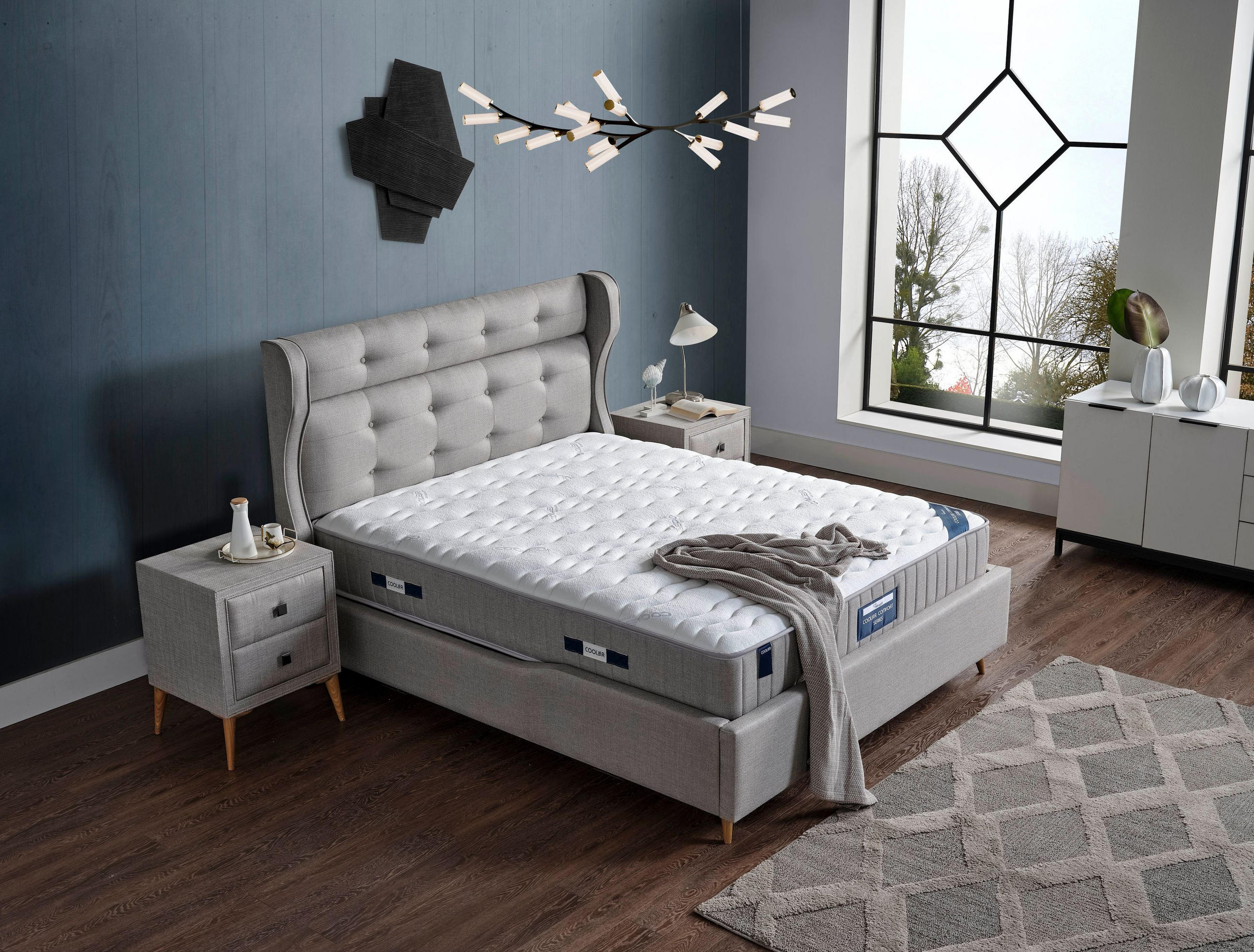 POLSTERBETT-SET Cooler 180x200 Grau - Bett inkl. Matratze - Grau, Metall (180/200cm) - Villa Möbel