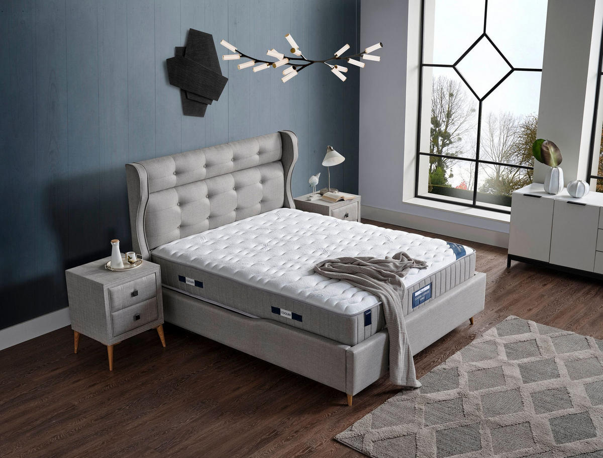 POLSTERBETT-SET Cooler 180x200 Grau - Bett inkl. Matratze - Grau, Metall (180/200cm) - Villa Möbel