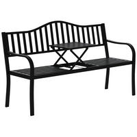 GARTENBANK,3-SITZER Metall Lattenrost klappbarer Tisch,schwarz - Schwarz, Metall (150/90/58.5cm) - Vallsero