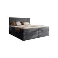 BOXSPRINGBETT Siena mit Schubladen und Topper, POSO-Cordstoff, 180x200 cm, Dunkelgrau - Dunkelgrau, Holz - PROMETO Möbel