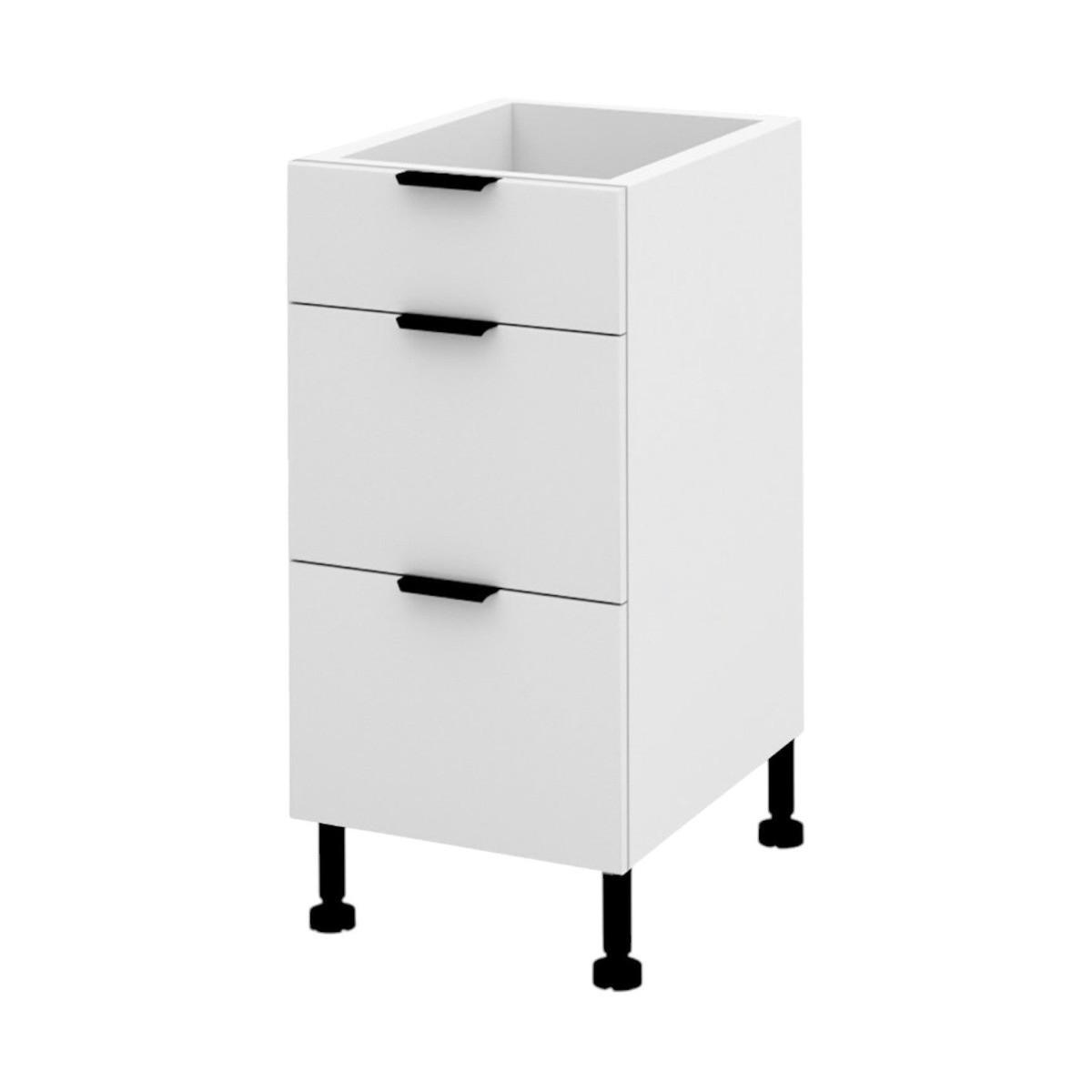SCHUBLADENSCHRANK – 40 cm – KU-D40S3 – Lunara – Weiß Matt - Weiß, Holzwerkstoff (40/72/52cm) - hi-markt
