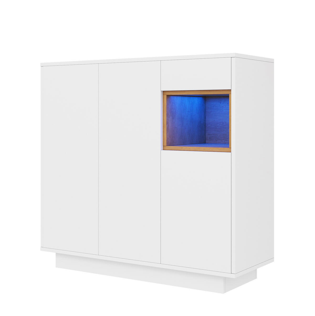 SCHUHSCHRANK 105/39,5/100,5 cm mit Schublade, LED-Beleuchtung und Holzfächern - Naturfarben, Holzwerkstoff (105/100/39cm) - BEAOK