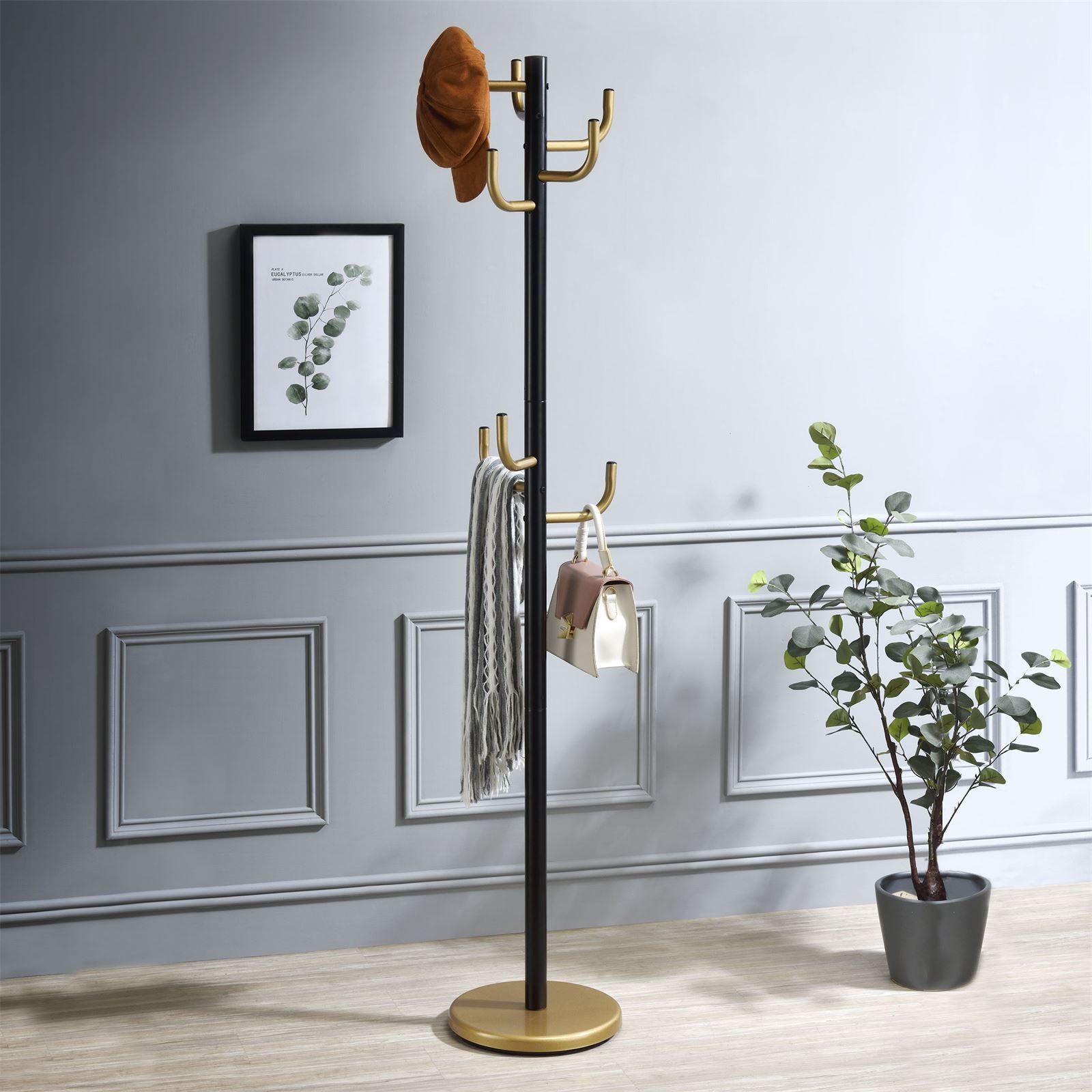 KLEIDERSTÄNDER MILA - Goldfarben/Schwarz, Metall (30/174/30cm) - IDIMEX