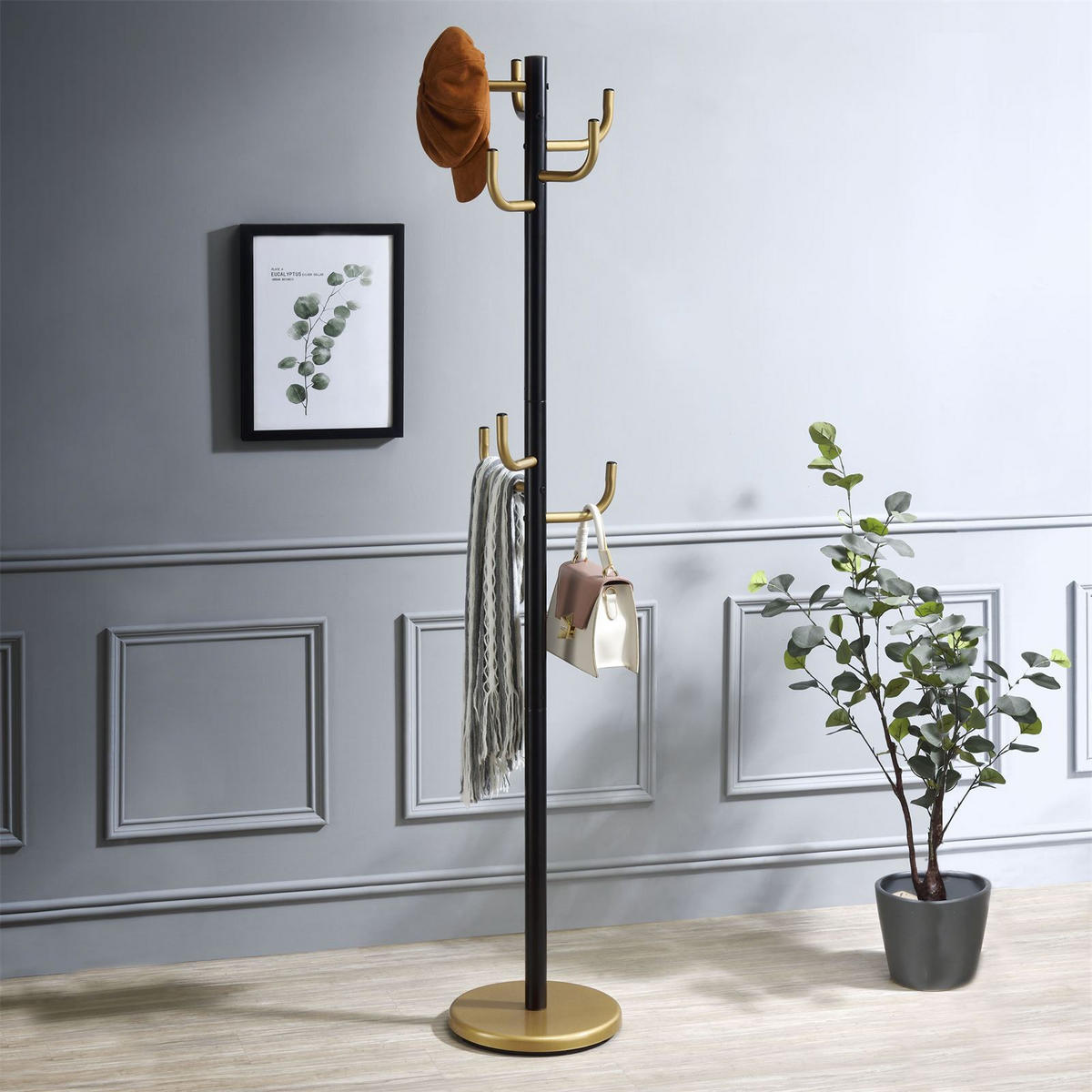 KLEIDERSTÄNDER MILA - Goldfarben/Schwarz, Metall (30/174/30cm) - IDIMEX