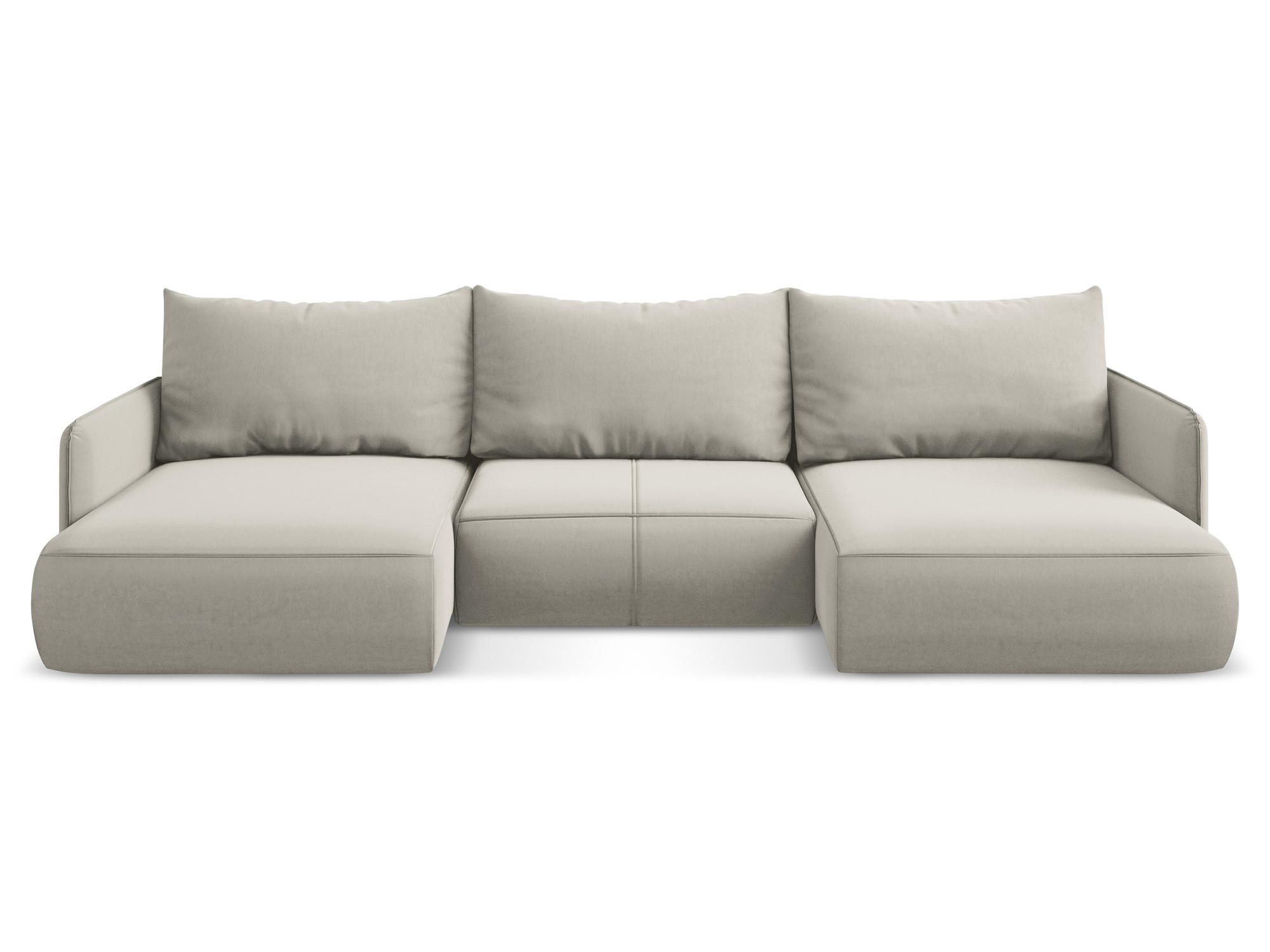 WOHNLANDSCHAFT Samt Stoff Creme - Perlmutt/Creme, Kunststoff/Textil (290/86/148cm) - Makamii