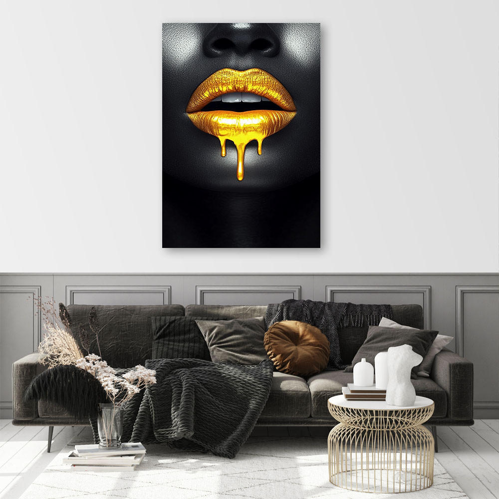 LEINWANDBILD Gold-Glamour-Frau 60x90cm - Schwarz, Textil (60/90cm) - Feeby