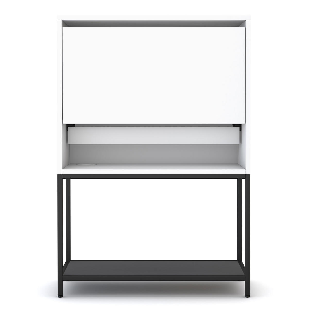 SEKRETÄR Cubas Basic Schwarz Signalweiß - Schwarz/Weiß, Holz/Metall (36/80/115.6cm) - ASSMANN