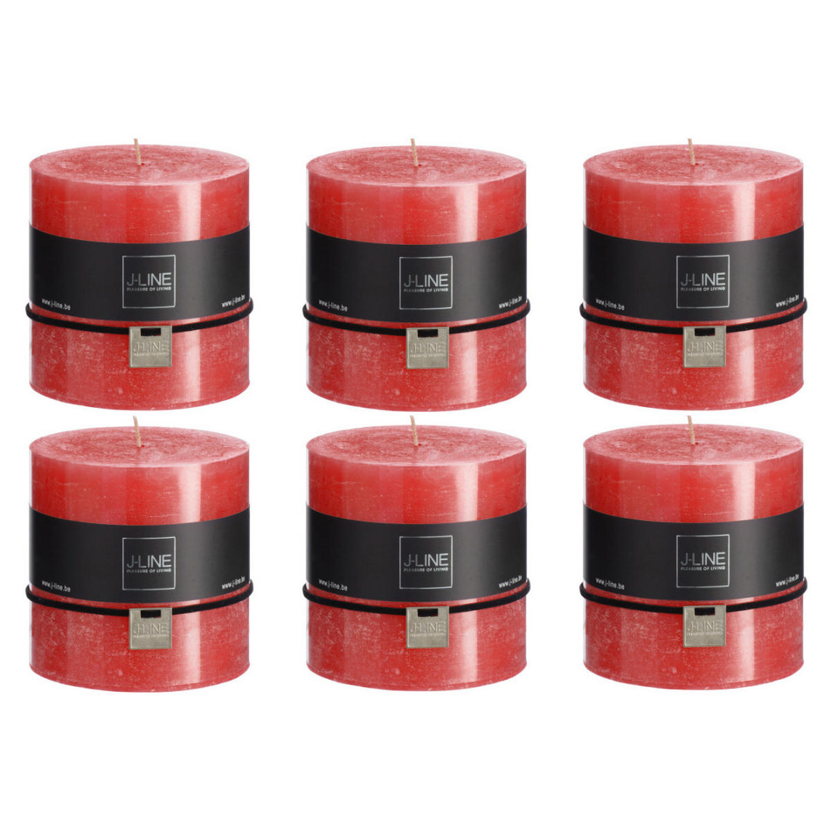 DUFTKERZE ZART - Glänzendes Rot - 64 Std. - 6er set - Rot, Paraffin (10/10cm) - J-Line